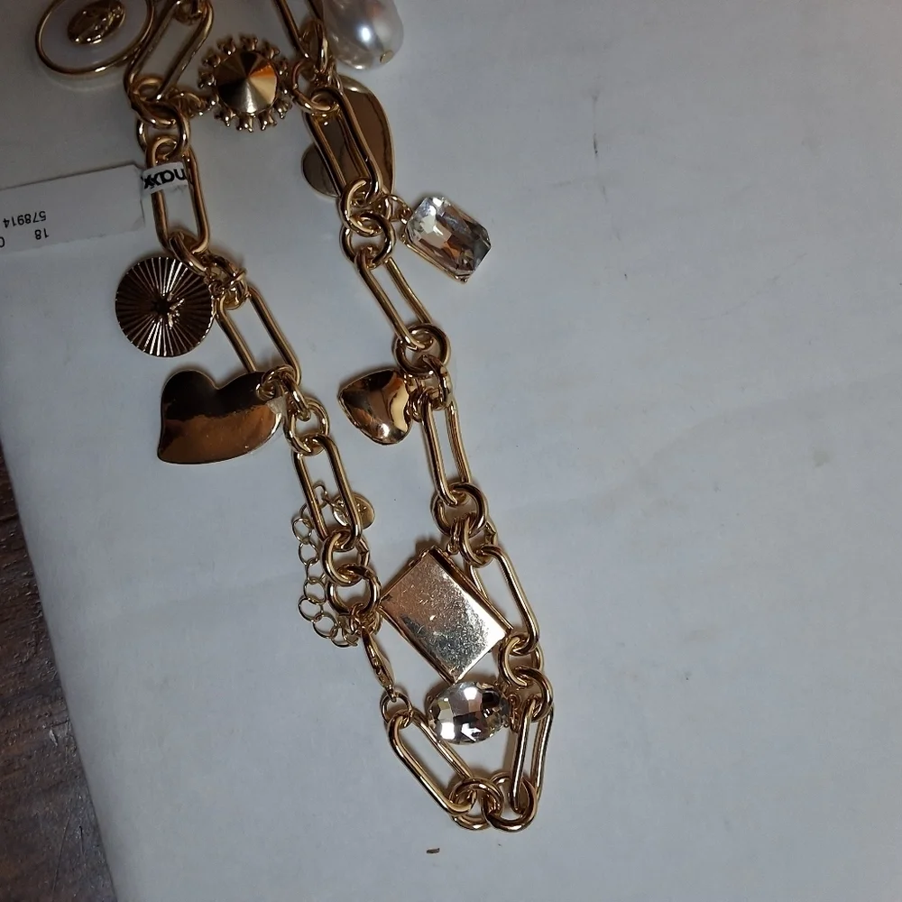 Argento Vivo Goldtone Locket And Charm Necklace NIB